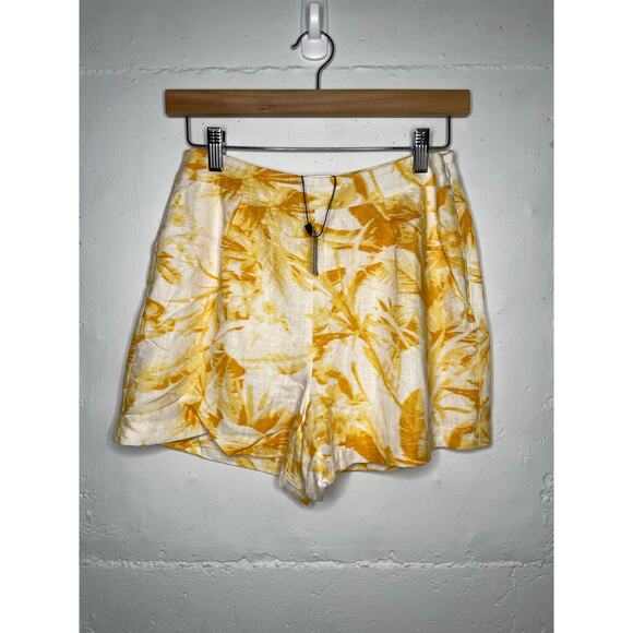 NEW Express Womens Linen Blend Shorts Size 0 Yellow Floral - Picture 1 of 6